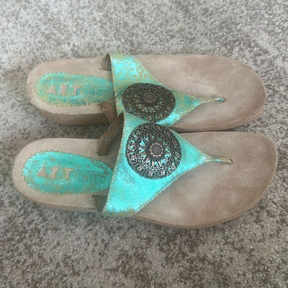 ART EFFECTS Turquoise Thong Sandals 7 - Picture 2 of 7